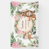 Pink Floral Woodland Animals Girl Baby Dusche Banner (Vertikal)
