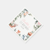 Pink Floral Woodland Tiere Geburtstag Napkins Serviette (Ecke)