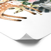 Pink Floral Woodland Tiere Kinderdusche Empfang Poster (Ecke)