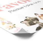 Pink Floral Woodland Tiere Kinderduschfavoriten Poster (Ecke)