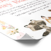 Pink Floral Woodland Tiere sagen nicht Baby Poster (Ecke)