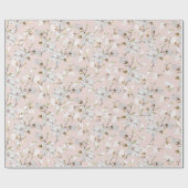 Pink Floral Wrapping Paper Geschenkpapier (Flach)