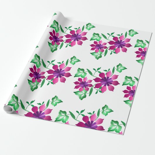 Pink Floral Wrapping Paper Geschenkpapier (Ungerollt)
