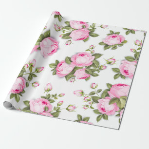 Pink Floral Wrapping Paper Geschenkpapier