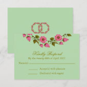Pink Floral Wreaaths | Hochzeit RSVP Karte (Vorne/Hinten)