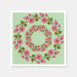 Pink Floral Wreaaths | Hochzeitspapier Napkin Serviette