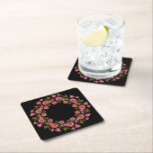 Pink Floral Wreaaths | Hochzeitspapier-Untersetzer Rechteckiger Pappuntersetzer (Vor Ort)