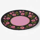 Pink Floral Wreaaths | Papierplatte Pappteller (Schrägansicht)