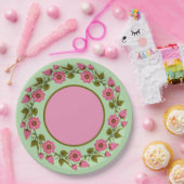 Pink Floral Wreaaths | Papierplatte Pappteller (Party)