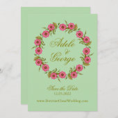 Pink Floral Wreaaths Save the Date (Vorne/Hinten)