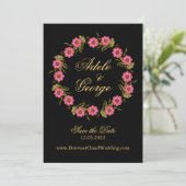 Pink Floral Wreaaths Save the Date (Stehend Vorderseite)