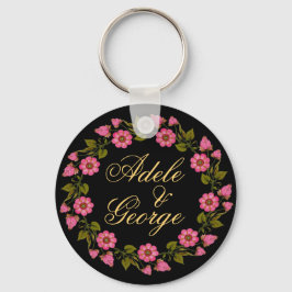 Pink Floral Wreaaths | Unser Hochzeitstag-Schlüsse Schlüsselanhänger