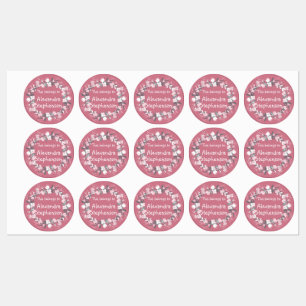 Pink Floral Wreath Baby Girl Kinder Name Wasserdic Etiketten