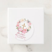 Pink floral wreath bow First Communion DIY Geschenkanhänger (Beispiel)