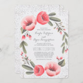 Pink Floral Wreath Gipskraut Hochzeit Einladung (Vorne/Hinten)