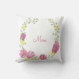Pink Floral Wreath   MAMA Kissen