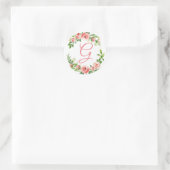 Pink Floral Wreath Monogram Aufkleber (Tasche)