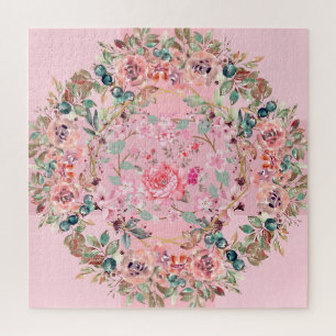 Pink Floral Wreath Puzzle