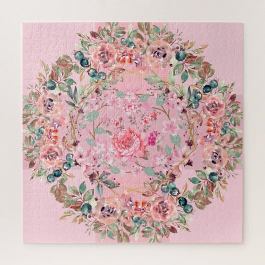 Pink Floral Wreath Puzzle (Vertikal)