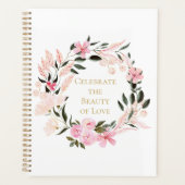 Pink Floral Wreath Spiral Notebook Planer (Vorderseite)