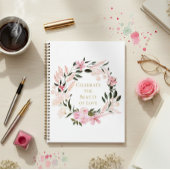 Pink Floral Wreath Spiral Notebook Planer