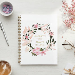 Pink Floral Wreath Spiral Notebook Planer