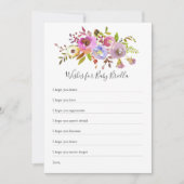 Pink Floral Wünsche für Baby, Baby Dusche Spiel Einladung (Vorderseite)