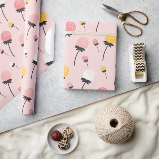 Pink Floral wünscht Geschenkpapier (Kunsthandwerk)