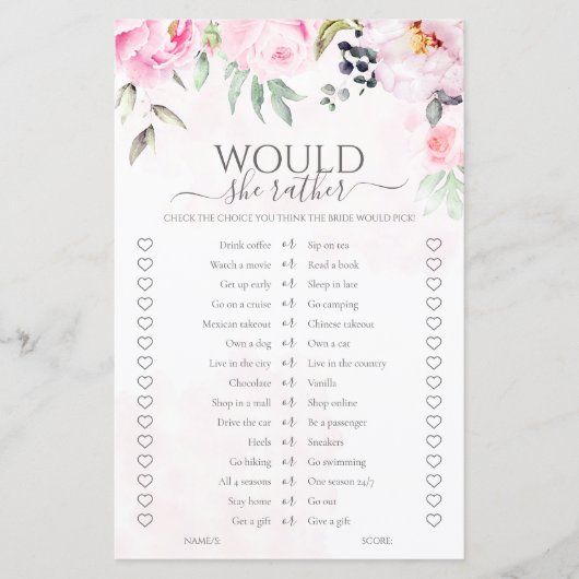 Pink Floral würde sie eher Brautparty spielen (Vorderseite)