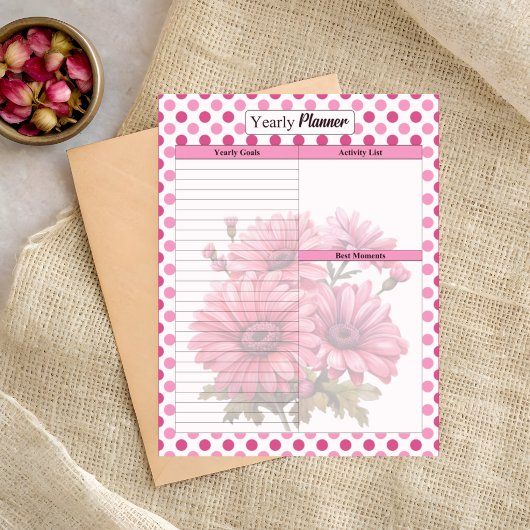 Pink Floral Years Planner Notizblock
