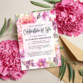 Pink-florale Gedenkfeier Einladung