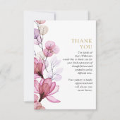 Pink-florale Gedenkfeier zur Beerdigung des Lebens Dankeskarte (Vorderseite)