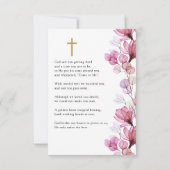 Pink-florale Gedenkkarte Beerdigung Gebet Foto-Kar (Rückseite)