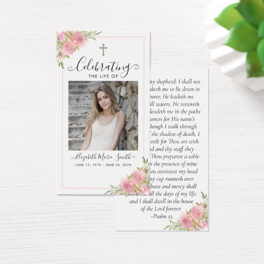 Pink-florale Gedenkkarte Beerdigungskarte (Schreibtisch)