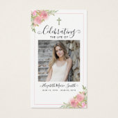 Pink-florale Gedenkkarte Beerdigungskarte (Vorderseite)