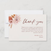 Pink florales Brautparty Danke Karte (Vorderseite)