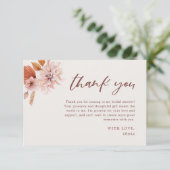 Pink florales Brautparty Danke Karte (Stehend Vorderseite)