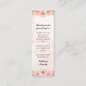 Pink-florales Gedenkgebet Custom Card Lesezeichen Telefonnummerkarte (Vorderseite)