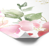 Pink Florales Mädchen Tauf Willkommensposter Poster (Ecke)