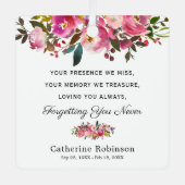 Pink-florales Memorial-Foto Keepake Ornament Aus Metall (Vorderseite)