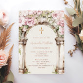 Pink florals arch beige rose gold Confirmation Folieneinladung