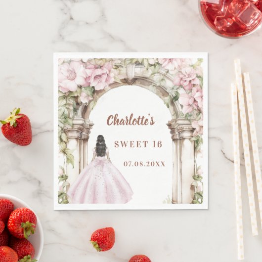 Pink florals arch dress Sweet 16 luncheon Serviette (Beispiel)