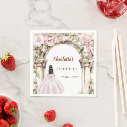 Pink florals arch dress Sweet 16 Serviette (Beispiel)