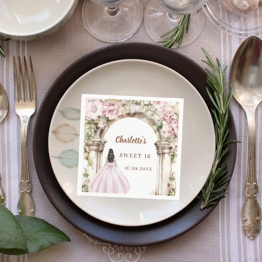 Pink florals arch dress Sweet 16 Serviette
