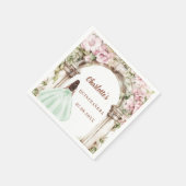 Pink florals arch green dress Quinceanera Serviette (Ecke)