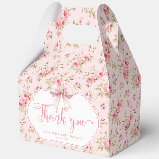 Pink Florals Bow Es ist ein Mädchen Baby Dusche Vi Geschenkschachtel (Vorderseite)