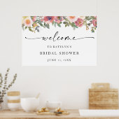 Pink Florals Brautparty Begrüßungszeichen Poster (Küche)