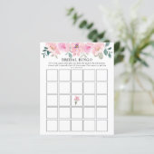 Pink Florals Greenery Brautparty Bingo Game (Stehend Vorderseite)