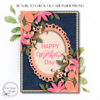 Pink Florals "Happy Mother's Day" on Navy Karte