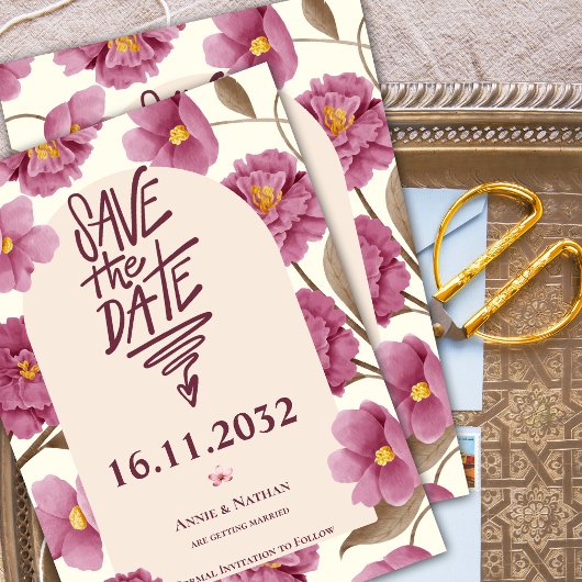 Pink Florals Hübscher Rahmen Hochzeit speichern Si Save The Date